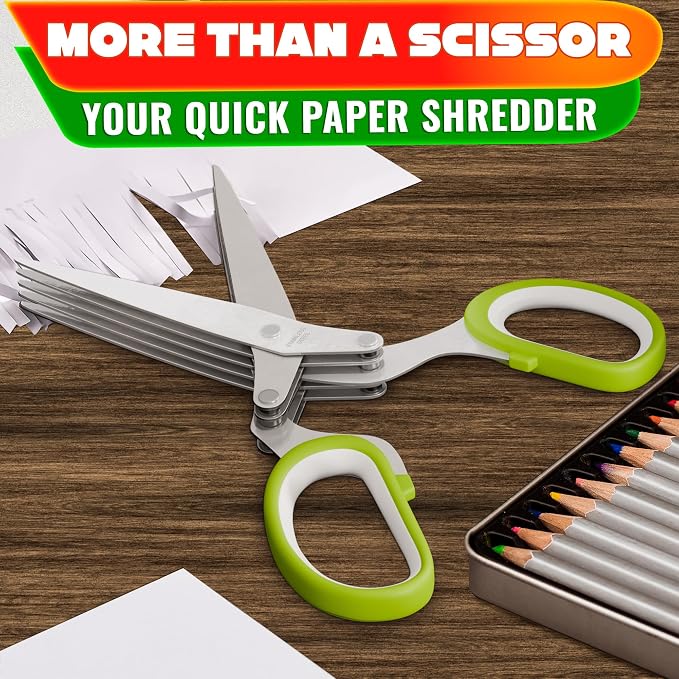 Herb Scissors with 5 Blades and Cover – Stainless Steel Herb Cutter with - Image 9