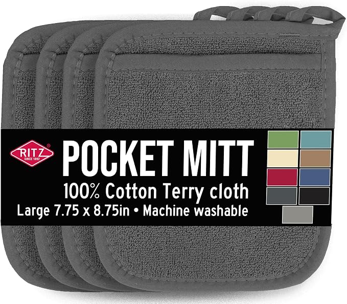 RITZ Terry Pocket Mitt & Hot Pad: Unparalleled Heat Resistant, Durable 100% by Ritz+Foodservice