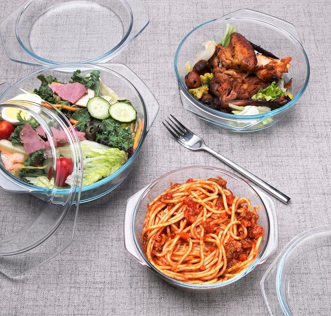 Set of 6 Pieces Round Tempered Glass Casserole Dish - Image 5