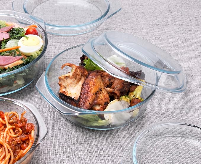 Set of 6 Pieces Round Tempered Glass Casserole Dish - Image 4