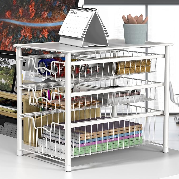 Simple Houseware Stackable 3 Tier Sliding Basket Organizer Drawer - Image 5