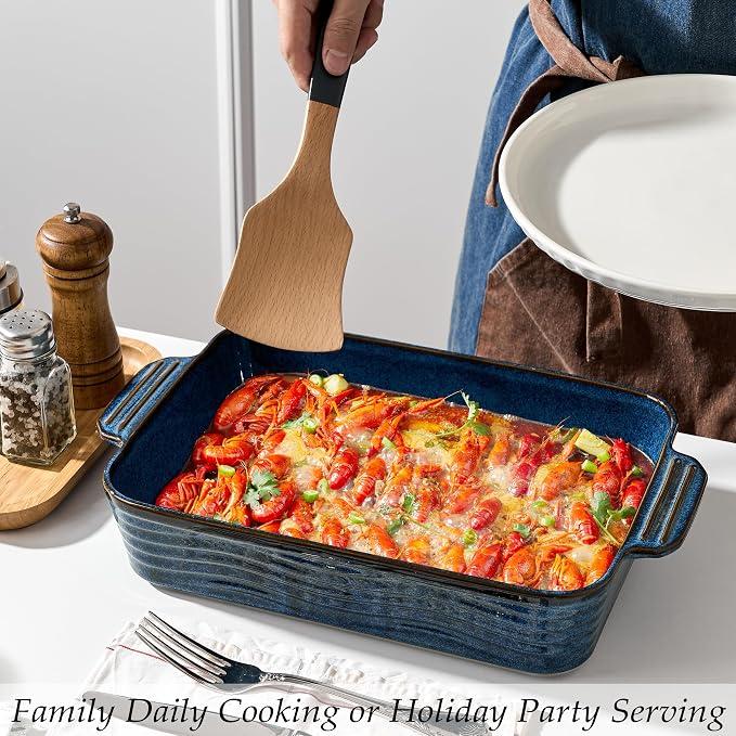 Kiln-Transformed Blue Ceramic Baking Dish Set of 3, Casserole Dishes - Image 3
