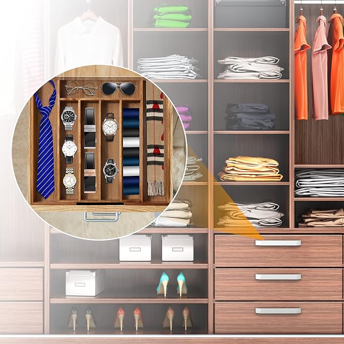 Bellsal Acacia Silverware Organizer Kitchen Drawer Organizer Expandable Bamboo - Image 7