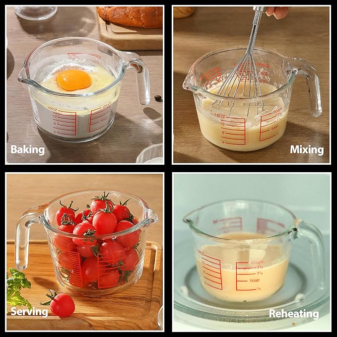 VRUIFA Glass Measuring Cup For Baking and Cooking, Dishwasher, Microwave and - Image 3
