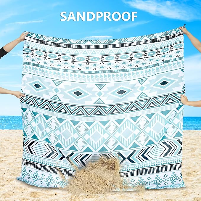 WIWIGO Beach Blanket Waterproof Sandproof Beach Mat 79" X 83"/10'x9'for 2-8 - Image 3