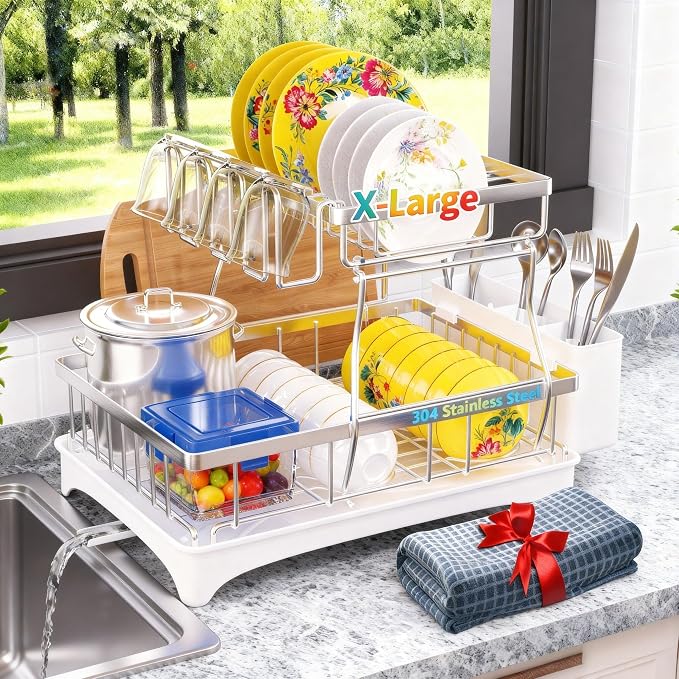 Godboat Dish Drying Rack, 2-Tier Dish Rack by Godboat