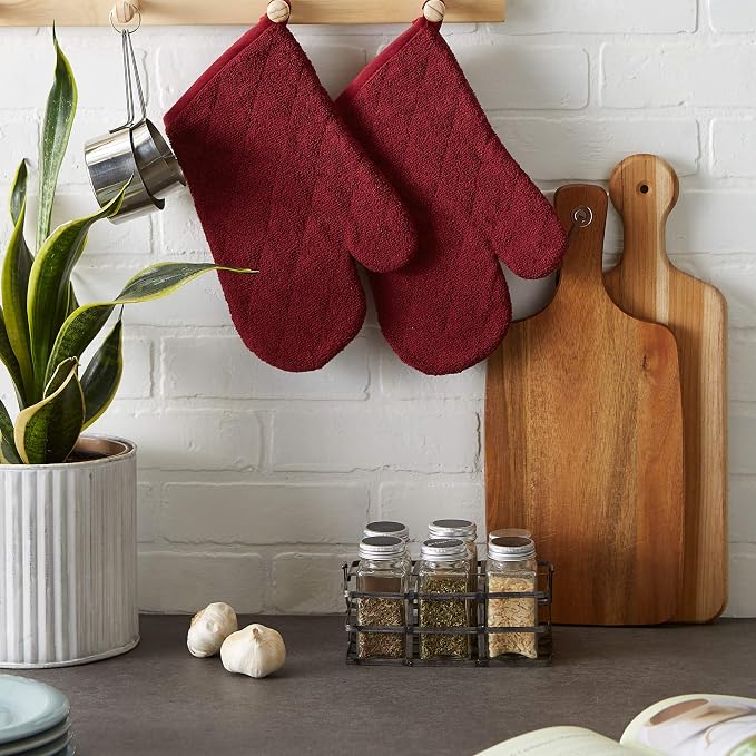 DII Basic Terry Collection 100% Cotton Quilted, Oven Mitt, 2 Piece - Image 4
