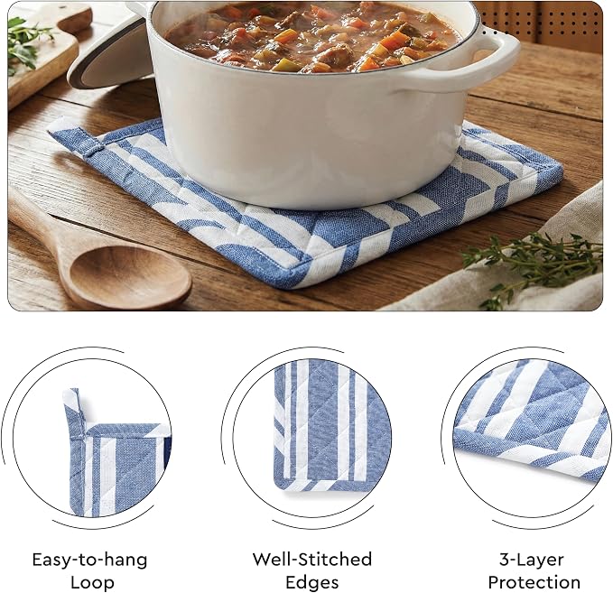 Encasa XO Heat Resistant 100% Cotton Oven Glove & Potholder Set - Image 4