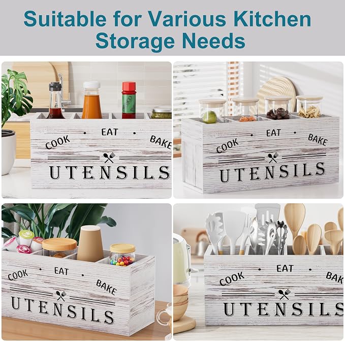 ZUJJAFY Utensil Holder for Kitchen Counter, Large Kitchen Utensil Holder for - Image 7