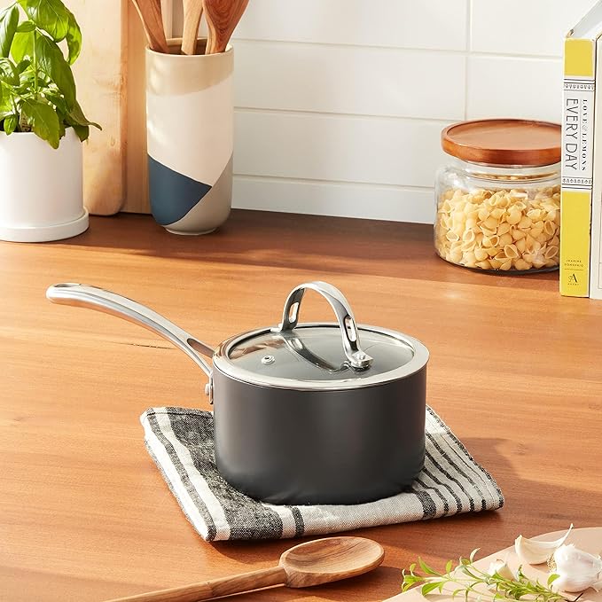 Cooks Standard Nonstick Sauce Pan Set, 1Qt & 2Qt Hard Anodized Saucepans - Image 6