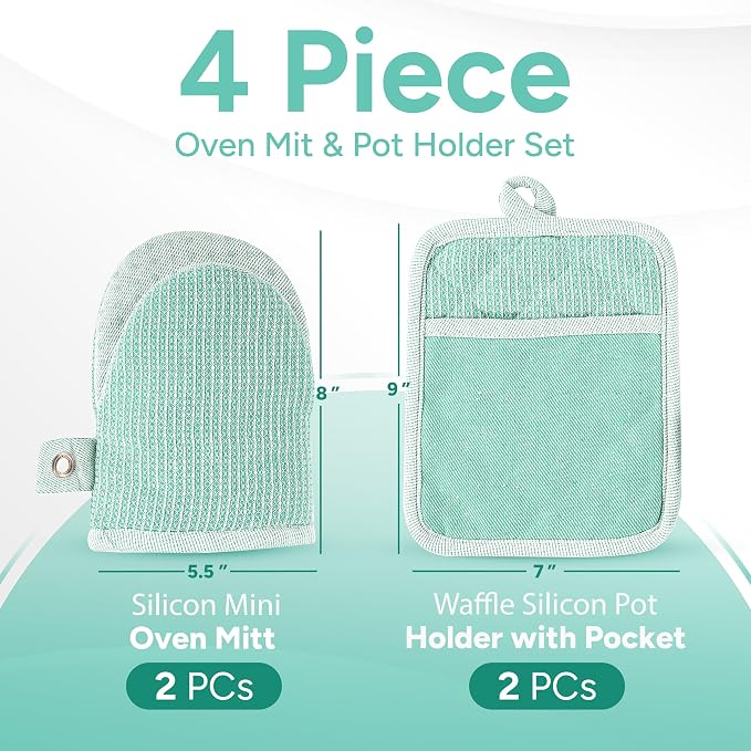 Casa Platino Heat Resistant Oven Mitts & Pot Holders, 4-Piece – Oven Mitt - Image 2