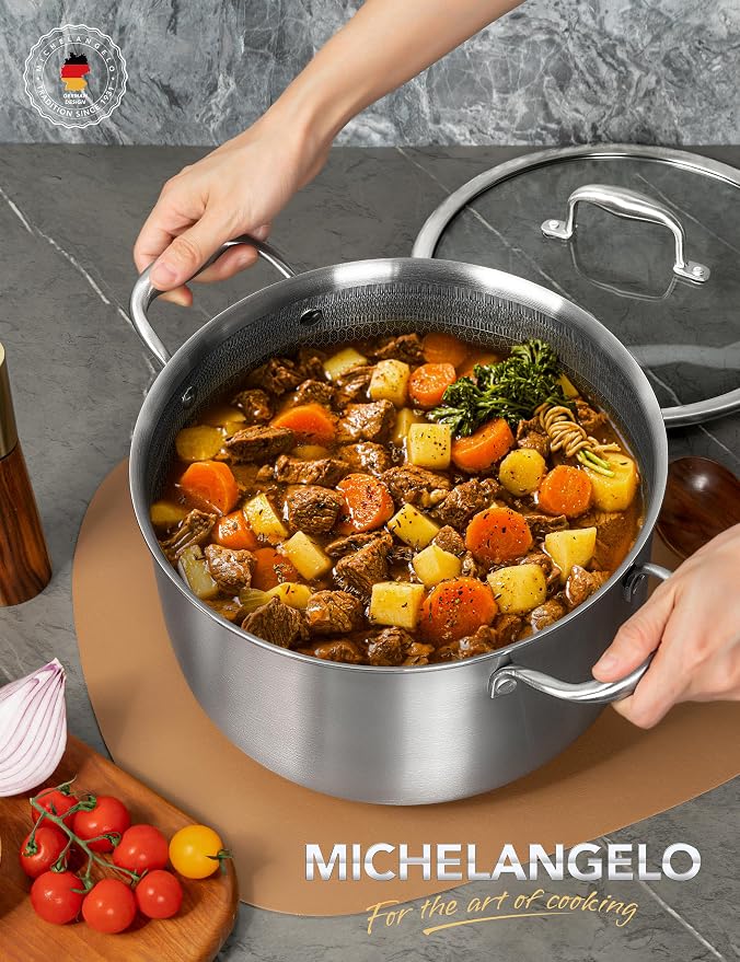 MICHELANGELO Tri-ply Stainless Steel Stock Pot, 8-Quart Stockpot - Image 8