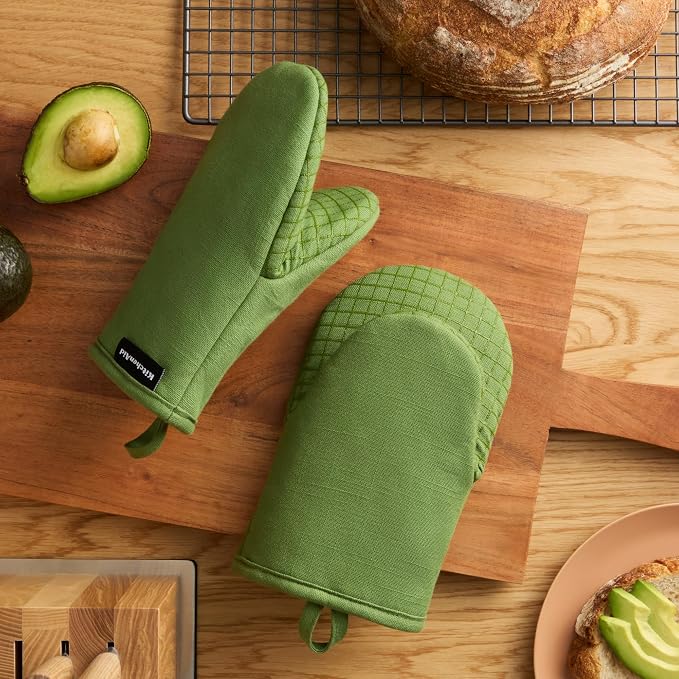 KITCHENAID Gourmet Series Gridlines Mini Oven Mitts 2-Pack Set, Heat Resistant - Image 2