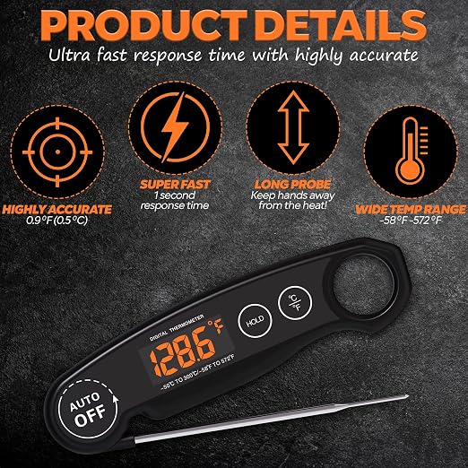1 Second Instant Read Food Thermometer Rechargeable Meat Thermometer Digital - Image 6