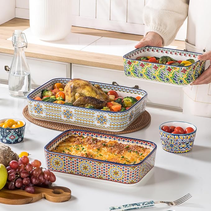Casserole Dishes for Oven, Ceramic Baking Dishes Set of 3, Rectangular Lasagna - Image 6