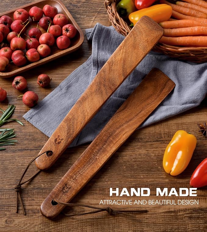 12 inch Teak Wooden Spatula for Cooking, Small Wood Flipper, Egg Scraper - Image 5