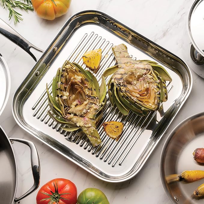 Tramontina Signature Tri-Ply Clad Stainless Steel 11-Inch Square Grill Pan - Image 4
