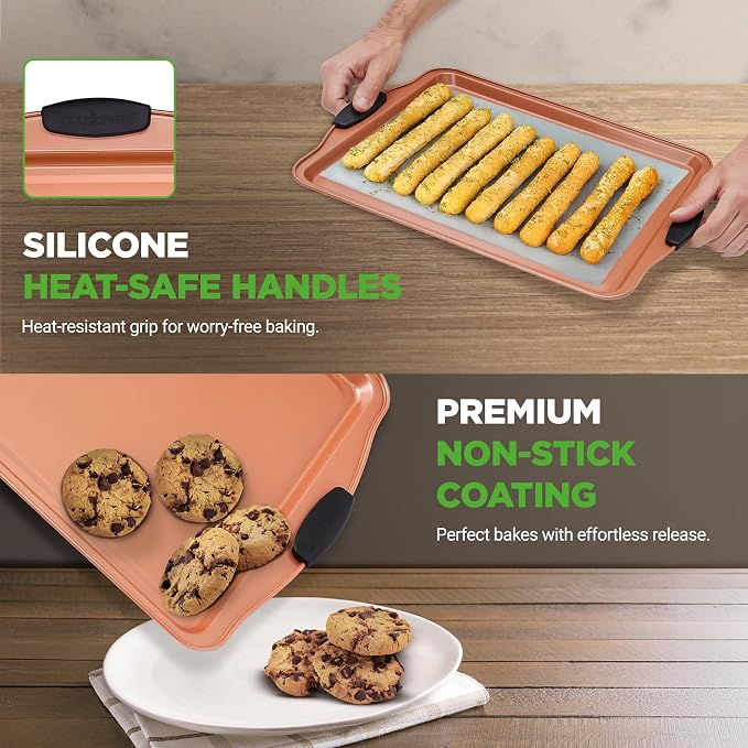 NutriChef 3 Piece Cookie Sheets - Image 6