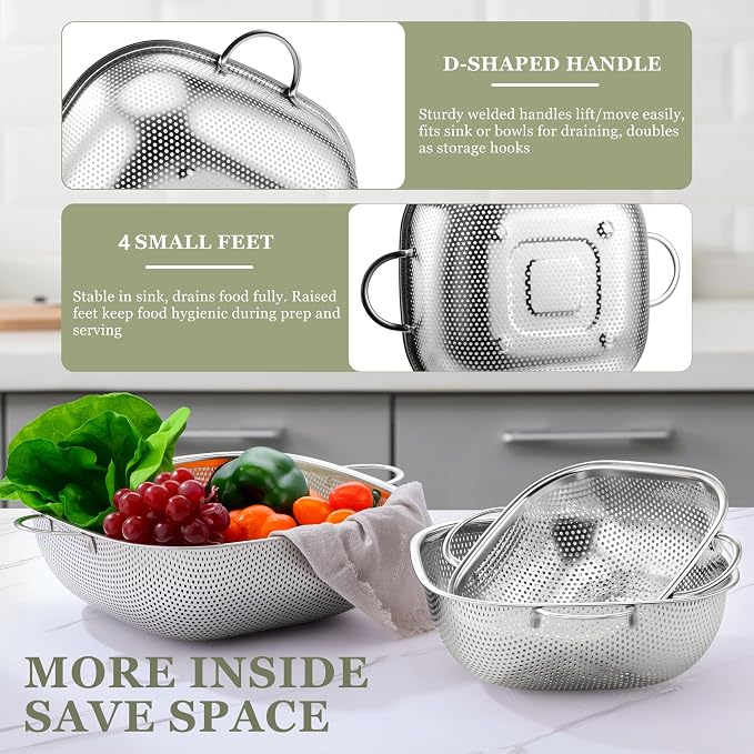 E-far 6QT Stainless Steel Colander - Image 5