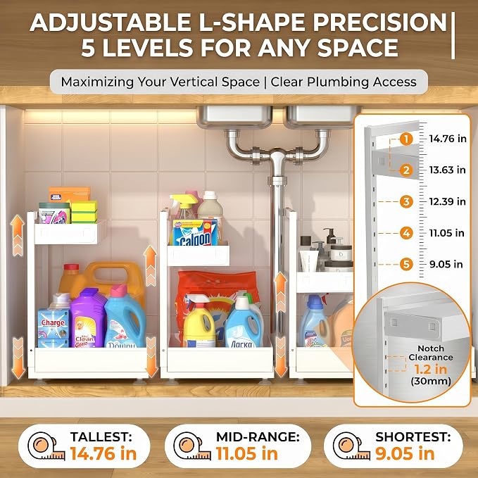 Under Sink Organizer, Bathroom Counter Organizer, 2 Packs 2-Tier Metal - Image 3