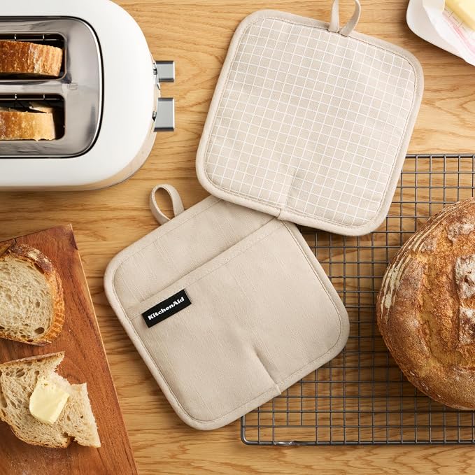KITCHENAID Gourmet Series Gridlines Pot Holders 2-Pack Set, Heat Resistant up - Image 2