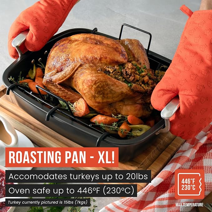 Chef Pomodoro Deluxe Large Carbon Steel Roasting Pan - Image 5
