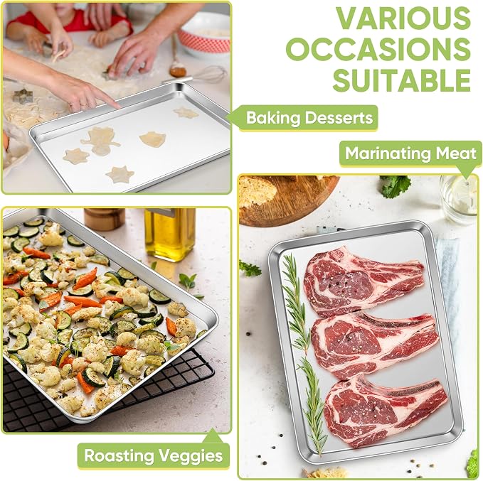 TeamFar Stainless Steel Baking Sheet, 20’’ x 14’’ Large Baking Sheet Pan - Image 4