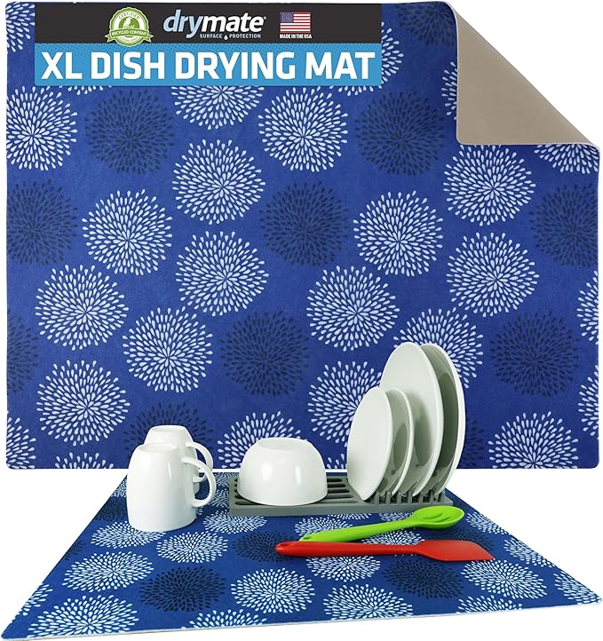 Drymate Jumbo XL Dish Drying Mat, Low-Profile, Super Absorbent, Quick Dry Fabric by Drymate
