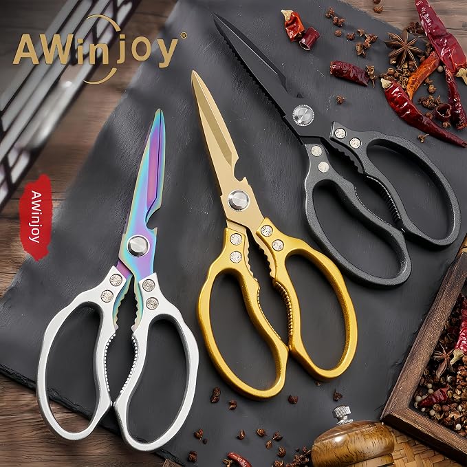 AWinjoy Heavy Duty Sharp Kitchen Scissors, Dishwasher Safe, Cooking Shears - Image 6