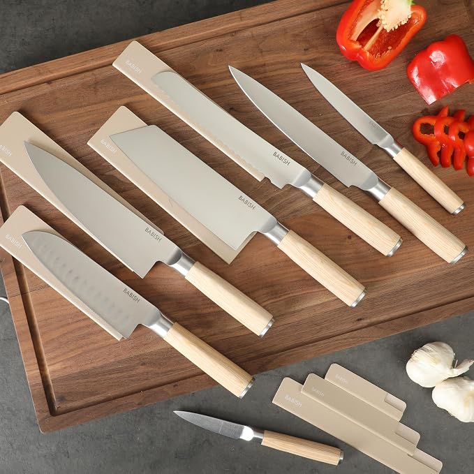 Babish 14-Piece Full Tang Forged Light Pakka Wood Kitchen Knife Set – - Image 2