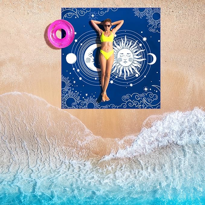 WIWIGO Beach Blanket Waterproof Sandproof Beach Mat 79" X 83"/10'x9'for 2-8 - Image 5