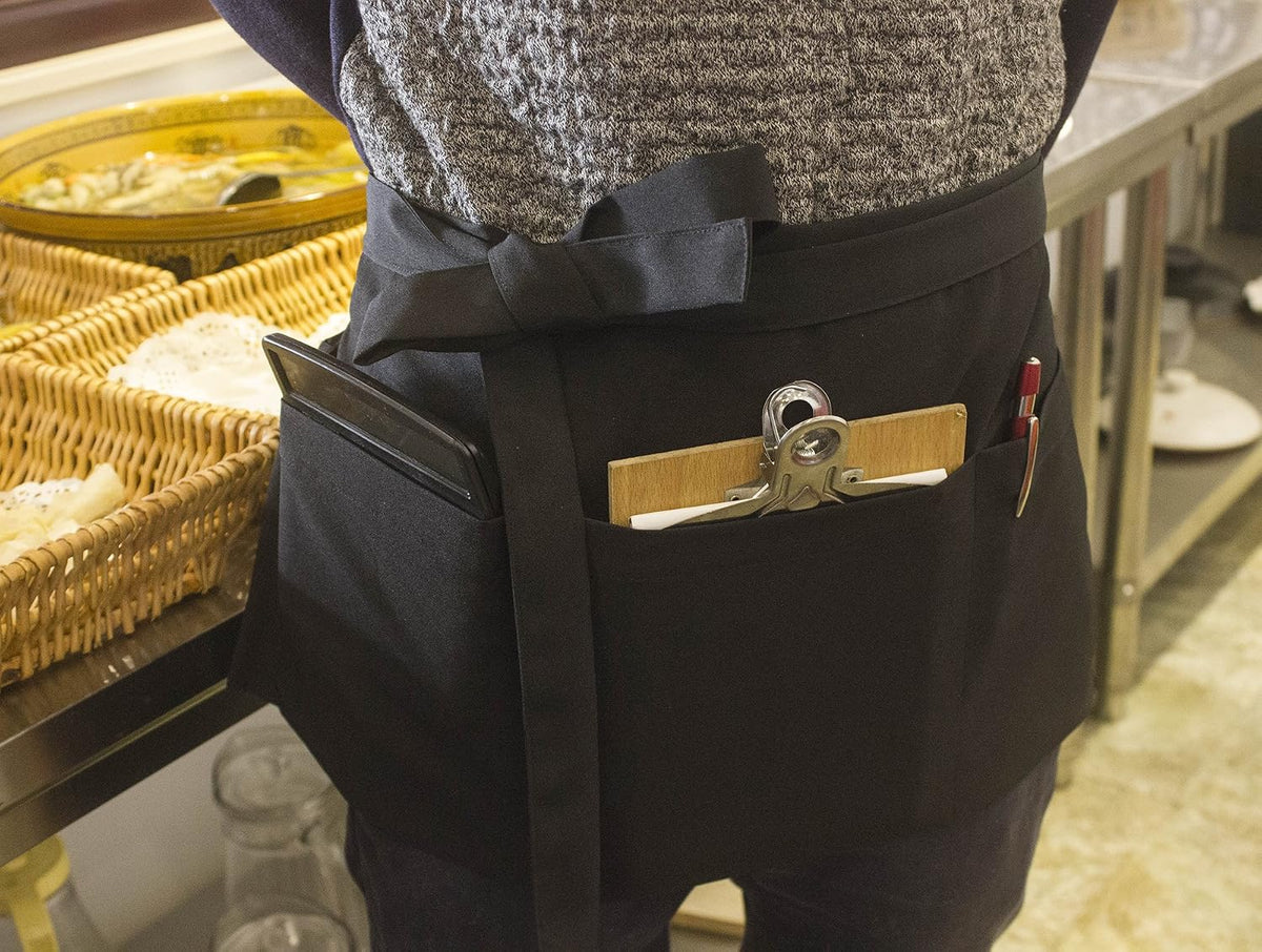 Resist water 3 big Pockets Waist Server Apron Kitchen Restaurant
