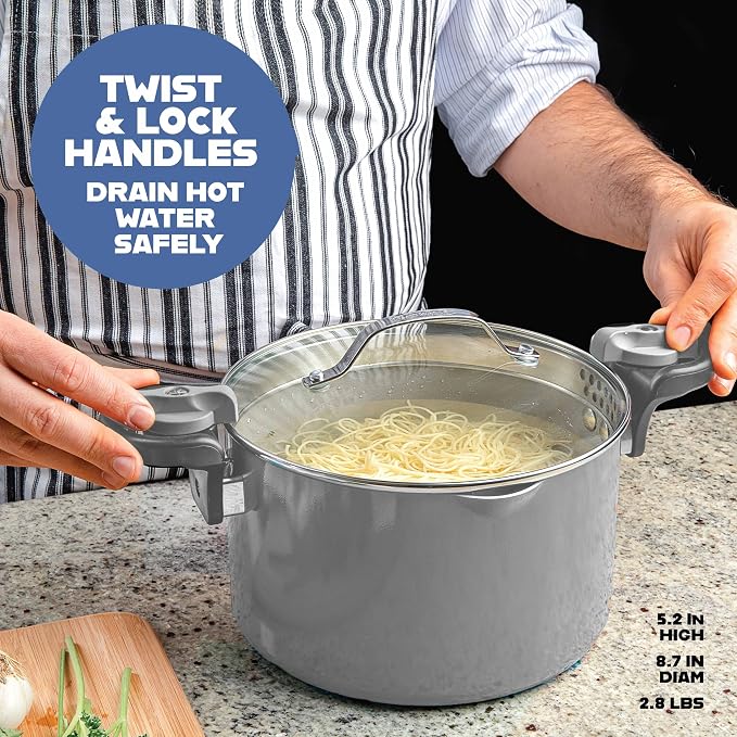 Gotham Steel 5 Quart Stock Pot Multipurpose Pasta Pot - Image 4