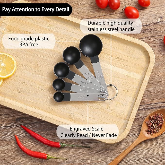 Measuring Cups and Spoons Set of Huygens Kitchen Gadgets 10 Pieces, Stackable - Image 3