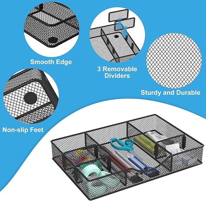 VyGrow Desk Drawer Organizer Tray, Metal Mesh Drawer Organizers Office - Image 4