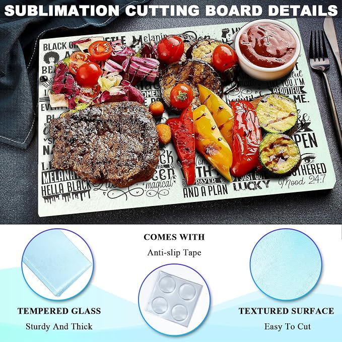 6Pack Sublimation Glass Cutting Board Blanks, Textured Tempered Glass Chopping - Image 3