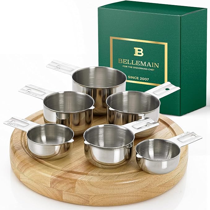 Bellemain One-Piece Stainless Steel Measuring Cups Set of 6 – Nesting Metal by Bellemain