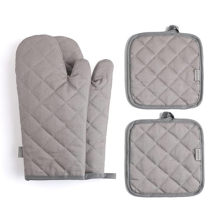 Oven Mitts and Pot Holders 4 pcs Set, High Heat Resistant 500 Degree Extra by M+MIAOYAN