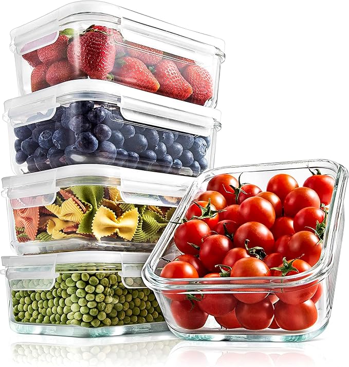 NutriChef 10-Piece Superior Glass Food Storage Containers Set, Stackable by NutriChef%E2%84%A2Kitchen