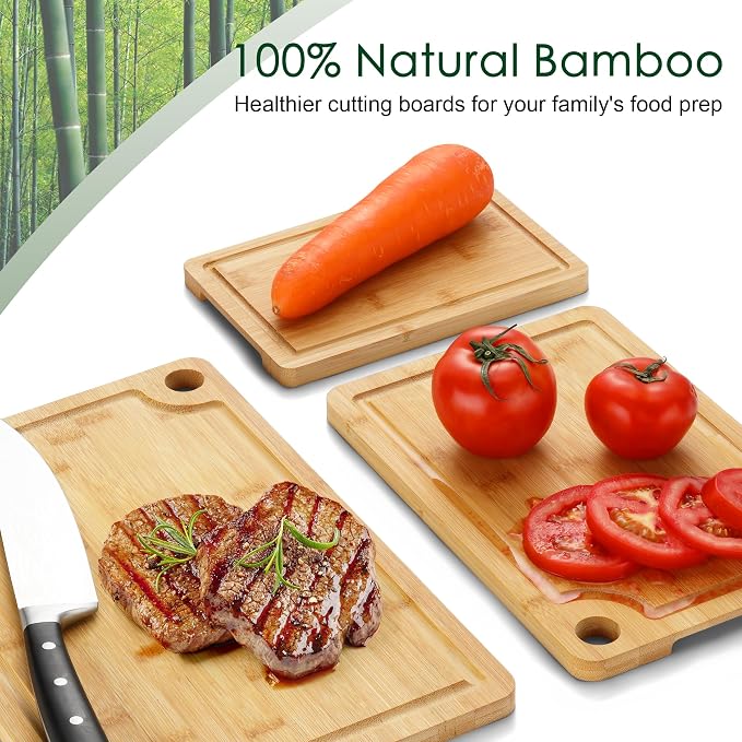 3PCS Bamboo Cutting Board Set - Image 4