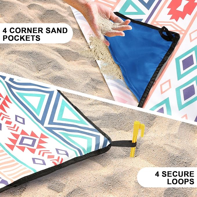 HIHOHO Beach Blanket Waterproof Sandproof Extra Large Beach Mat 79" X - Image 3