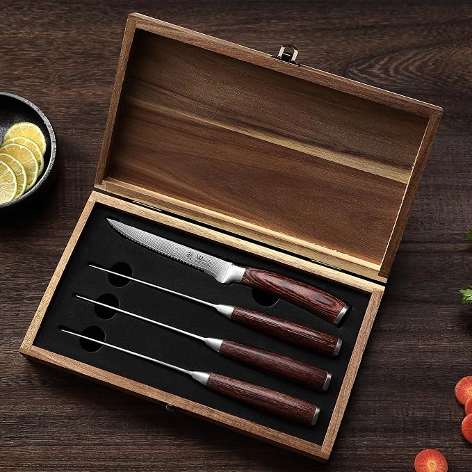 Wakoli EDIB 4-Piece Damascus Steak Knife Set – Professional Dining Kitchen - Image 8