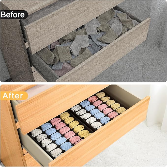 Joyoldelf Sock Drawer Organizer Divider Underwear Organizer 24-cell Fabric - Image 7