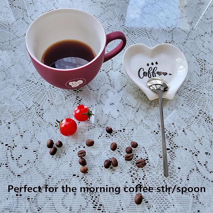 Heart-shaped Coffee Spoon Rest, Mini Coffee Spoon Holder, Small Ceramic Spoon - Image 5
