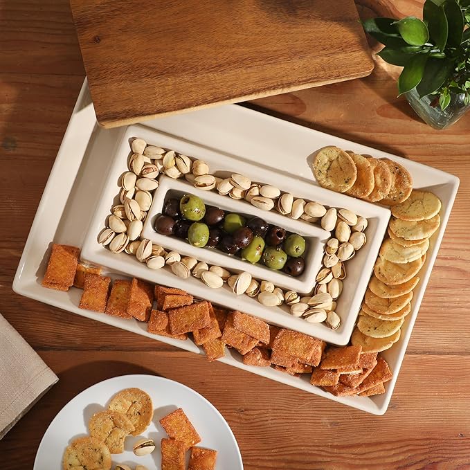 Gibson Elite 3-Section Stoneware Serving Tray - Image 2