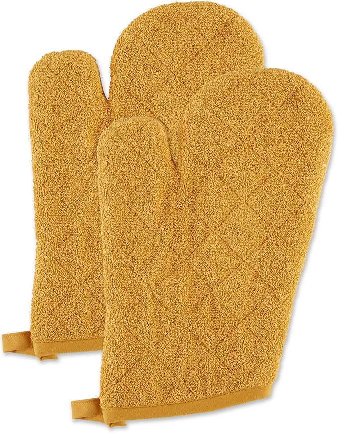 DII Basic Terry Collection 100% Cotton Quilted, Oven Mitt, Honey Gold, 2 Piece by DII