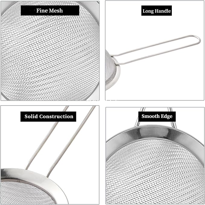 2 Pack Fine Mesh Strainers, Mini Stainless Steel Strainer - Image 3