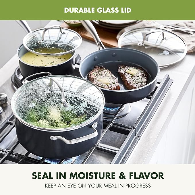 GreenPan 12 Piece Nonstick Swift Cookware Set, Ceramic PFAS-Free Pots & Pans - Image 6