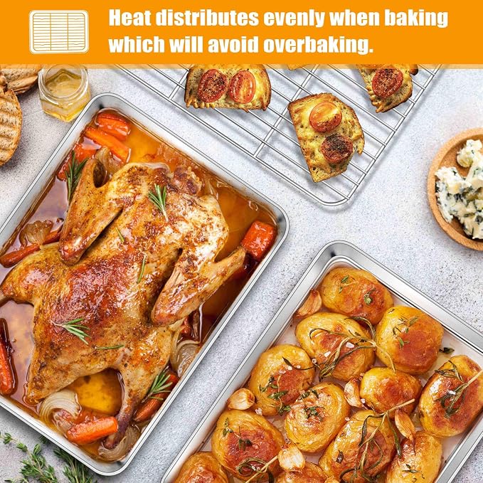 Homikit Baking Sheet with Wire Rack, Metal Baking Tray Jelly Roll Pan with - Image 8
