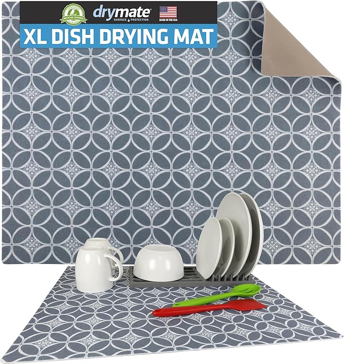 Drymate Jumbo XL Dish Drying Mat, Low-Profile, Super Absorbent, Quick Dry Fabric by Drymate